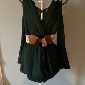 Gianni Bini Olive Green long sleeve romper